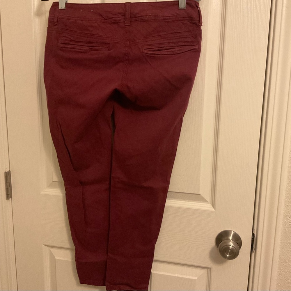 American Eagle Maroon Moto Skinny Pants - Women’s Size 6 - Low Rise Stretch - Picture 11 of 13